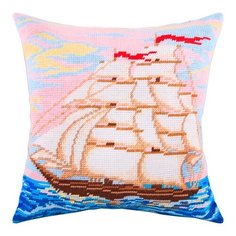 Подушка полукрестом чарiвниця арт. V57 Парусник 40х40 см Brvsk