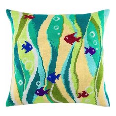 Подушка полукрестом чарiвниця арт. V101 Рыбки в водорослях 40х40 см Brvsk