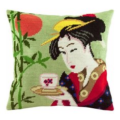 Подушка полукрестом чарiвниця арт. V83 Китагава Утамаро Нанивайя Окита 40х40 см Brvsk