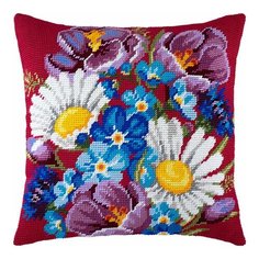 Подушка полукрестом чарiвниця арт. V137 Букет из полевых цветов 40х40 см Brvsk