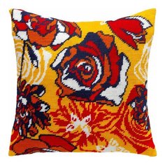 Подушка полукрестом чарiвниця арт. V147 Огненные цветы 40х40 см Brvsk