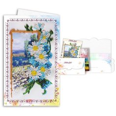 Набор для вышивания бисером Открытка-конверт абрис АРТ арт. AOM-002 Ромашковое поле 8,4х14см Abris ART