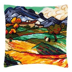 Подушка полукрестом чарiвниця арт. V162 Гора Госсье и ферма Сен-Поль, В. ван Гог 40х40 см Brvsk
