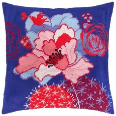 Подушка полукрестом чарiвниця арт. V196 Синий цветок 40х40 см Brvsk