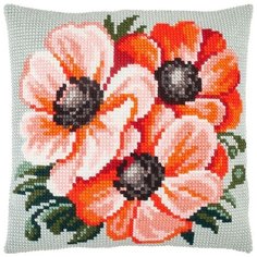Подушка крестом чарiвниця арт. Z80 Анемоны 40х40 см Brvsk