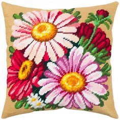 Подушка полукрестом чарiвниця арт. V325 Астры 40х40 см Brvsk