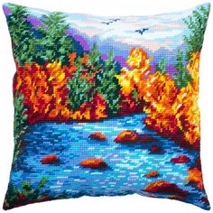 Подушка полукрестом чарiвниця арт. V315 Осенняя лощина 40х40 см Brvsk