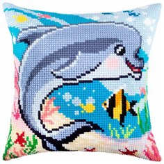 Подушка крестом чарiвниця арт. Z65 Дельфин 40х40 см Brvsk