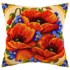 Подушка полукрестом чарiвниця арт. V76 Маки и незабудки 40х40 см Brvsk