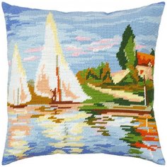 Подушка полукрестом чарiвниця арт. V318 Пейзаж «Регата в Аржантёе», К. Моне 40х40 см Brvsk