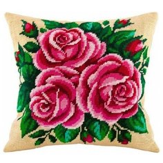 Подушка полукрестом чарiвниця арт. V82 Розовые розы 40х40 см Brvsk