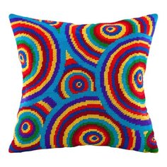 Подушка полукрестом чарiвниця арт. V85 Радужные круги 40х40 см Brvsk