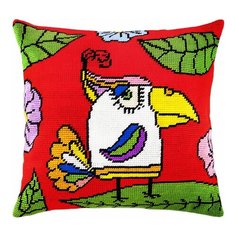 Подушка полукрестом чарiвниця арт. V102 Попугай 40х40 см Brvsk