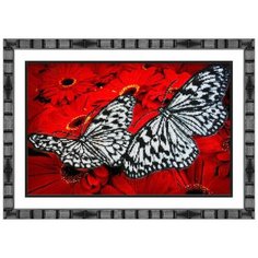 Набор для вышивания бисером паутинка арт.Б-1413 Бабочки на красном 38х25 см