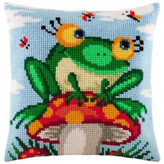 Подушка крестом чарiвниця арт. Z01 Лягушка на грибе 40х40 см Brvsk