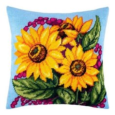 Подушка полукрестом чарiвниця арт. V132 Букет подсолнухов 40х40 см Brvsk