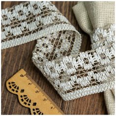 Тесьма вязаная 41мм 60055 цв.201 лен с белым уп.25м Ideal