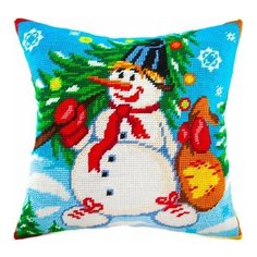 Подушка полукрестом чарiвниця арт. V70 Снеговик 40х40 см Brvsk