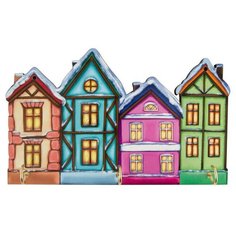 Ключница домики 220х6х140мм (материал: дерево/картон/металл) Волшебная Страна