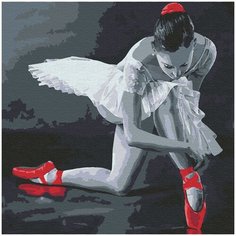 Картины по номерам Molly арт.KHM0037 Балерина в красных пуантах (15 цветов) 30х30 см