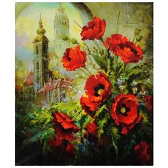 Картины по номерам Molly арт.KH0971 Маки на фоне собора 40х50 см