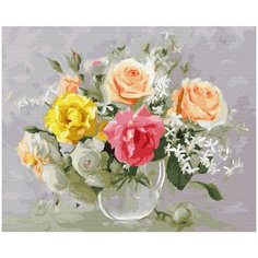 Картины по номерам Molly арт.KH0666 Бузин. Акварельный букет (30 цветов) 40х50 см