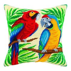 Подушка полукрестом чарiвниця арт. V55 Пара попугаев 40х40 см Brvsk