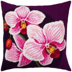 Подушка полукрестом чарiвниця арт. V312 Орхидеи 40х40 см Brvsk