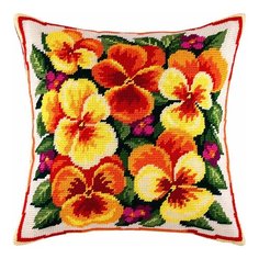 Подушка полукрестом чарiвниця арт. V04 Анютины глазки 40х40 см Brvsk