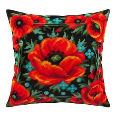 Подушка полукрестом чарiвниця арт. V94 Маковое поле 40х40 см Brvsk