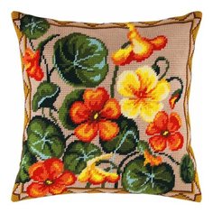 Подушка полукрестом чарiвниця арт. V02 Настурции 40х40 см Brvsk