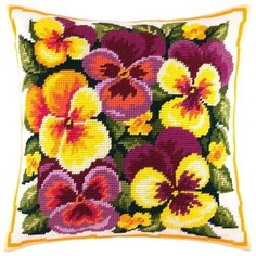 Подушка полукрестом чарiвниця арт. V26 Анютины глазки 40х40 см Brvsk