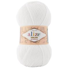 Пряжа ALIZE Cotton Gold Pratica 100гр, 220м (55%хлопок, 45%акрил) (55 белый), 5 шт