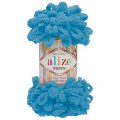 Пряжа для вязания Ализе Puffy (100% микрополиэстер) 5х100г/9.5м цв.016 голубой Сочи Alize