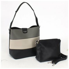 Сумка женская искусственная кожа DJ-6525-1-BLACK, 2в 1, 1 отд+плеч/рем, черный 238365 David Jones