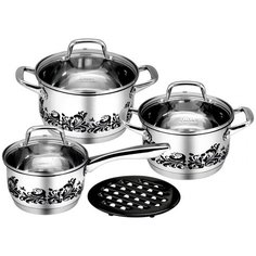 Набор кастрюль из нержавеющей стали с термосенсором 7 предметов, Calve