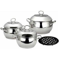 Набор кастрюль из нержавеющей стали 7 предметов, серебристый Calve