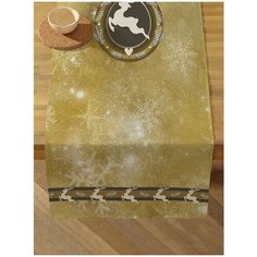 Дорожка на стол 45х140 см Праздничный олень золотая sfer.tex