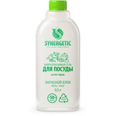 Synergetic Гель для мытья посуды «Алоэ вера» антибактериальный, REFILL PACK (запасной блок), 500мл