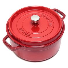 Кокотница круглая с крышкой 22 см, 2,6 л, вишневый, 1102206, Staub