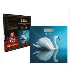 Весы напольные МА-090 лебедь электронные стеклянная поверхность до 180кг. Матрёна