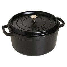 Кокотница круглая с крышкой 30 см, 8,35 л, черный, 1103025, Staub