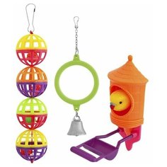 Игрушка для птиц PENN-PLAX ВА519 Набор: зеркало, птичка, шары
