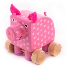Каталка-игрушка Деревяшки Поросенок Хрю (19WFT05P) розовый