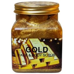 Wokali, Скраб для лица и тела Natural Scrub Gold Омолаживающий с Золотом, 500 мл