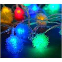Гирлянда "Нить" 5 м с насажками "Ёжики цветные", IP20, прозрачная нить, 30 LED, свечение мульти, 8 режимов, 220 В Luazon Lighting