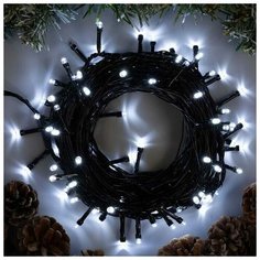 Гирлянда "Нить" 10 м , IP20, тёмная нить, 100 LED, свечение белое, 8 режимов, 220 В Luazon Lighting