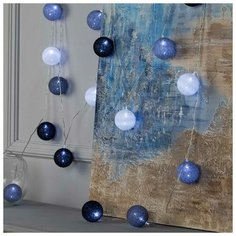 Гирлянда "Нить" 5 м с насадками "Клубки кофейные", IP20, прозрачная нить, 20 LED, свечение белое, фиксинг, 220 В Luazon Lighting