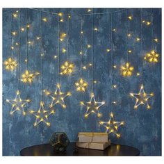 Гирлянда "Бахрома" 2.4 х 0.9 м с насадками "Звёзды", IP20, прозрачная нить, 138 LED, свечение тёплое белое, 8 режимов, 220 В Luazon Lighting