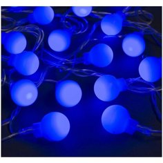 Гирлянда "Нить" 5 м с насадками "Шарики синие", IP20, прозрачная нить, 30 LED, свечение синее, 8 режимов, 220 В Luazon Lighting
